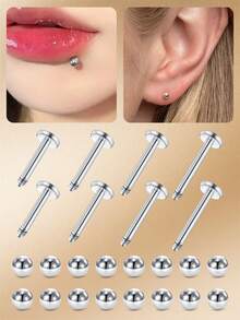 16G 316L Stainless Steel Lip Rings Lip Studs,Tragus Cartilage Helix Earrings Studs Replacement Balls Short Lip Rings 6mm 8mm 10mm 12mm Conch Piercing Jewelry - Light Sphere Version - View 2