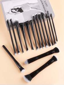 ronshadow 16pcs Professional Dual-Ended Makeup Brush Set, Foundation Contour Concealer + Eye & Brow Detail Brushes, Dual-Fiber Easy Application, Portable Makeup Tools - Multicolor - View 3