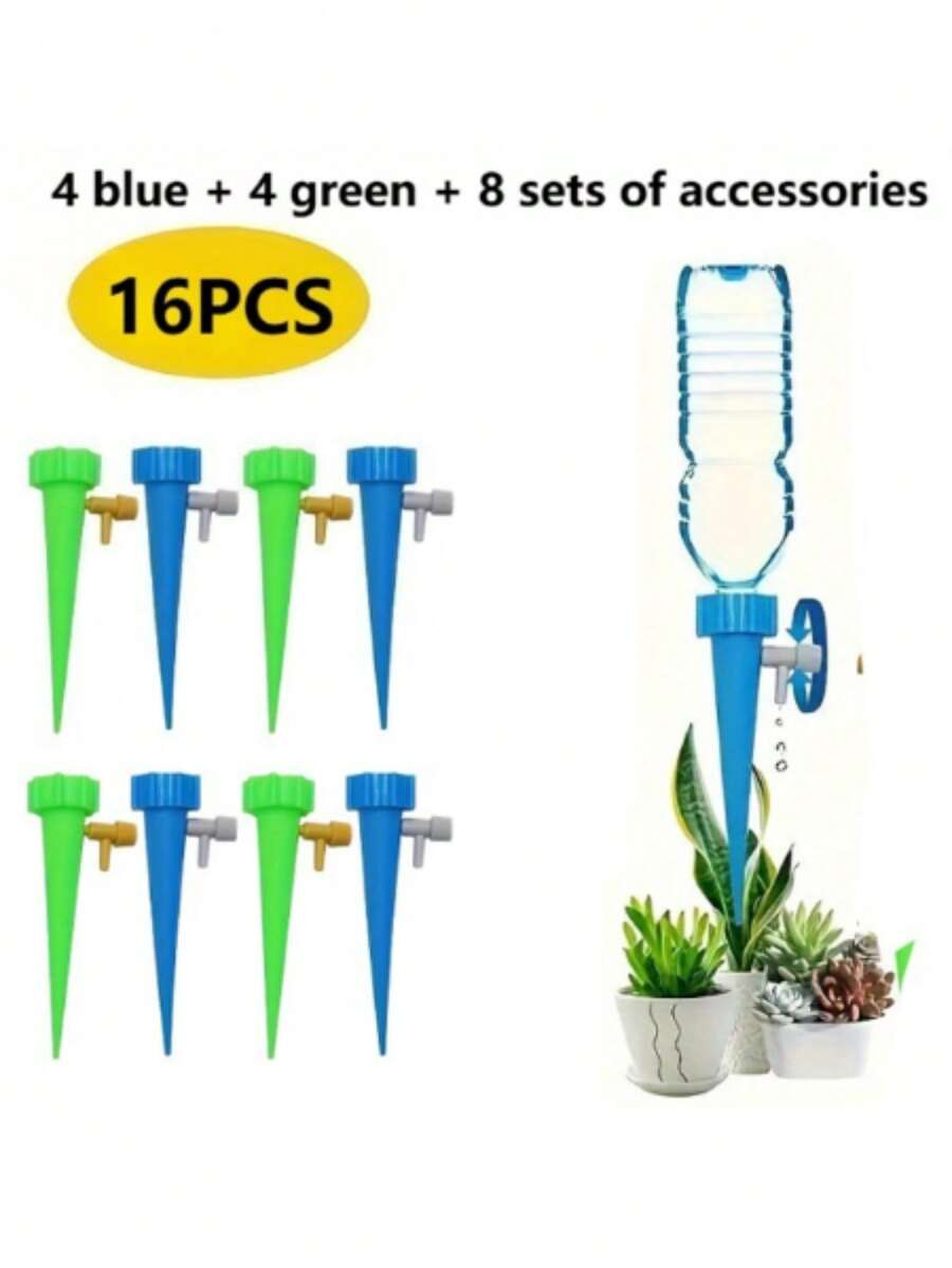 16 Piece Automatic Self-Priming Drip Irrigation System With Timed Watering And Adjustable Flow Function - Leak Proof Cover, Suitable For Potted Plants, Flower Beds, Greenhouses -/Automatic Watering System, Realizing Automatic Watering Of Plants! Essential Automatic Drip Irrigation Device For Vacation - Adjustable Control Valve - Suitable For Home, Garden, And Office Plants