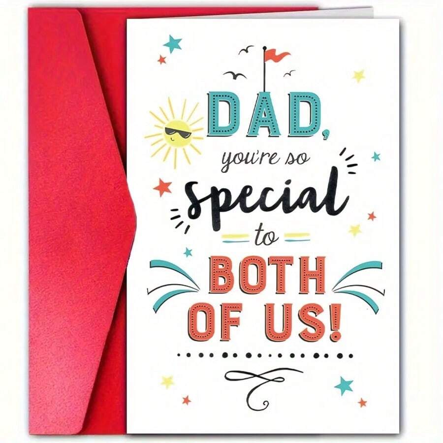 1pc Charming Father'S Day Card With Envelope - "Dad You're So Special To Both Of Us" Message, Premium Paper, Ideal For Dad, Husband | Unique Birthday, Anniversary, Or Father'S Day Greeting From Wife, Son, Daughter, Husband