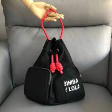 Mochila de primavera para mujer, bolso de hombro versátil con diseño de letras, bolso de hombro para hombre - Cuerda gris negra - Ver 3
