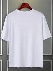 Men Summer Cute Cartoon Printed Round Neck Short Sleeve Casual T-Shirt, Boyfriend Gift, For, White Graphic Tee100% Cotton - 白色 4 - 查看 2