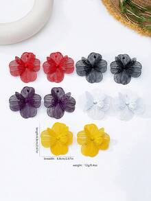 一对优雅高端镂空蝴蝶花朵吊坠耳环，适合女性日常、派对、节日装扮 - 白色 - 查看 4