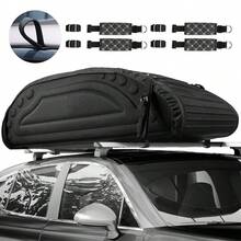 COSTWAY 400L Waterproof Car Roof Bag, Foldable Rooftop Cargo Carrier With 4 Reinforced Straps & Anti-Slip Bottom, Soft-Shell Car Top Storage Bag For All Cars With Or Without Rack, Black - A - View 5