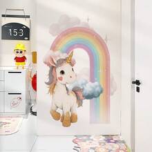 2pcs Rainbow Unicorn Removable Wall Stickers, Bedroom/Door Decor Mural Decals - 69271-snowy Cheeks - View 1