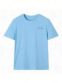 Women's Summer New Simple Cute Marine Life Print Casual Vacation Style Loose Versatile Round Neck White Short-Sleeved T-Shirt Fashionable Daily Tops Suitable For Daily Vacation Wear. Graphic Tees Women Pink Top-Unisex Comfortable Vintage Street Style Loose-Fit Washed T-Shirt - 藍色 - 查看 4