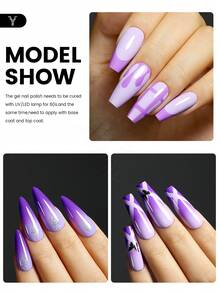 YOKEFELLOW 3瓶紫色凝胶指甲油套装，梦幻紫色半永久凝胶指甲油，柔和芋紫色甜美氛围，可卸除UV/LED灯，适用于美甲DIY、家庭沙龙及礼品 - 彩色 - 查看 4