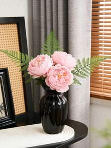 Classic Black Resin Flower Vase, Suitable For Fresh Or Dried Flowers, Multifunctional Design Fits Various Styles, Decorative For Living Room, Dining Table, Office, Coffee Table, Bookshelf, Etc. - 1PC - View 7