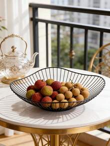 Lotus Leaf Shaped Iron Art European Style Fruit Plate, High-End Living Room Coffee Table Household Fruit Basket, Snack Plate, Fruit Dish - Black - View 7