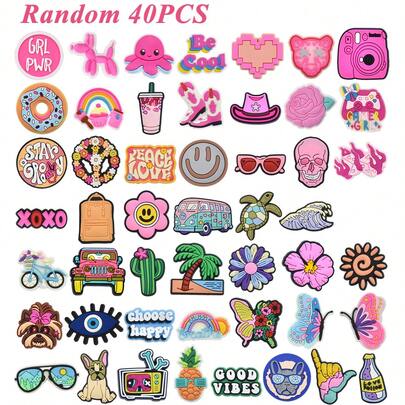 Set de 10/20/30/40 piezas Decoraciones para zapatos de fiesta de playa de verano, adecuadas para DIY de zapatos, accesorios, chanclas con burbujas, decoración de zapatos de PVC, bolsas de playa, gran regalo para adolescentes, hombres, mujeres y adultos