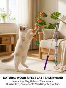 PETSIN Đũa trêu mèo Bountiful Tomato, Đồ chơi mèo Felt Bell Persimmon, Đồ chơi thú cưng - Nhiều màu - Xem 3