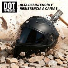 Casco Motocicleta Integral Con Visera Doble Certificado Dot - Acabado negro mate - Ver 5