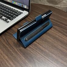 商务风PU皮革手机壳，磁吸翻盖设计，带笔槽，可折叠支架，全方位防摔保护套，兼容三星Galaxy Z Fold 7 Fold 6 - 黑色 - 查看 6