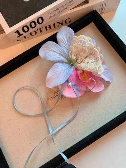 1 pieza Pinza de pelo con flor de moda minimalista, accesorio de pasador lateral elegante, dulce y versátil para adolescentes, adecuado para playa/sesión de fotos