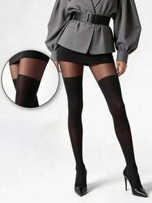 Classic Black Fashionable Loose Fit Pantyhose, Combining Stylish Design And Versatile Wearability - Black - View 8