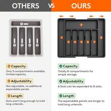 1pc Adjustable Silver Cutlery Organizer Box, Expandable Silverware Tray For Kitchen And Dining Room, Holds Spoons, Forks, Knives And Spreaders - Multicolor - View 5