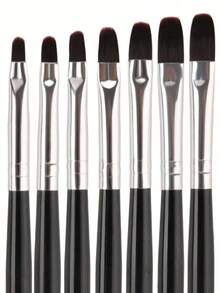 4支装凝胶美甲刷套装，适用于甲片制作、覆盖、雕塑，适用于凝胶和延长甲，椭圆形美甲笔 - 黑色 - 黑色 - 查看 2