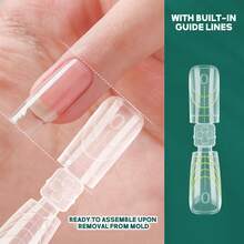 150 piezas Juego de formas de uñas cortas de doble extremo, forma cuadrada y almendrada, moldes de medición de uñas sin costuras, incluye cuchara para gel, 15 tamaños - Multicolor - Ver 2