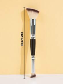SEPROFE 1pc Dual-Ended Makeup Brush, Multifunctional 2-In-1 Foundation And Concealer Brush, Angled Head Seamlessly Fits Face And Eyes, Ultra-Soft Fibers Won't Irritate Skin, Suitable For Daily Foundation Or Concealer Makeup Use - Black - View 7