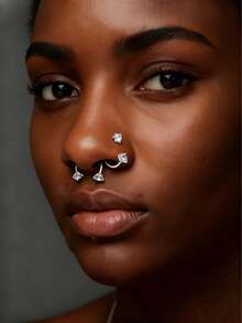20g Aro de nariz en forma de herradura para mujeres de acero inoxidable con doble pendiente de circonita cúbica, joyería de piercing de nariz en forma de herradura de plata, aro en forma de media U para piercing de nostril, hélix, daith y cartílago de 20 calibre 6 7 8mm - Multicolor - Ver 11