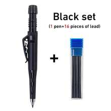 Bút chì chuyên dụng đầu dài 2.8mm dùng trong chế biến gỗ, làm từ ruột chì than đen, bền và khó bị gãy, có tích hợp gọt bút chì, thích hợp để đánh dấu dụng cụ tại công trường xây dựng (1 bút + 1 hộp ruột chì). - Bộ - Xem 10