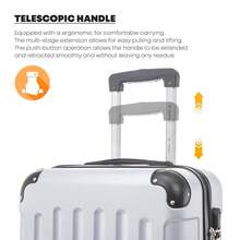 YONSLY 4-Piece Wheeled Suitcase Set With 360° Wheels, Combination Lock, Robust Double Zipper, Mesh Pocket, Soft Rubber Handle, 16/20/24/28 Inch Trolley Suitcase, Hard Shell Carry-On Luggage Set (4-Piece Set, S, M, L & XL) - 銀色 - 查看 5
