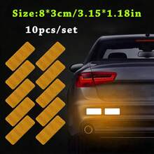 10pcs/Pack Car Bumper Reflective Safety Stripe Stickers, Automotive Reflective Tape Warning Safety Decals - A - View 8