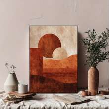 1pc Boho Abstract Terracotta & Burnt Orange Wall Arts - Unframed Canvas Wall Art Posters, Bohemian Earth Tone Decor For, Boho-Chic Aesthetic Painting - Color Blocks - View 14
