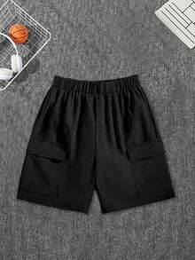 Bộ đồ thường ngày cho bé trai tuổi teen, in chữ "LA" và số 1987, áo tank top không tay và quần cargo, thoải mái cho mùa xuân/hè. - Màu xám đen - Xem 7