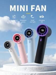 AOYI 1pc Rechargeable Digital Display Portable Handheld 199-Speed Adjustable Mini USB Charging Fan - Multicolor - View 1