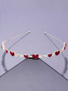 1条植绒爱心发箍，复古法式风格，简约水钻发带，适合日常佩戴 - 彩色 - 查看 3