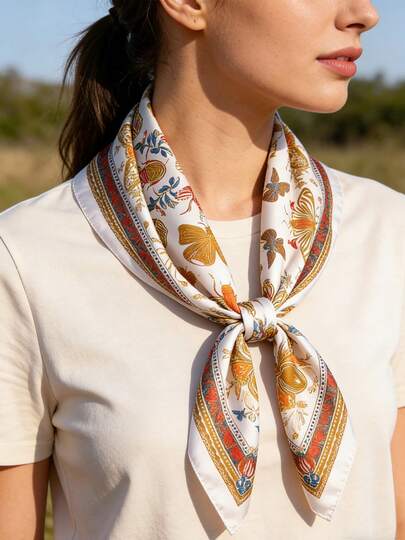 1 pieza Pañuelo cuadrado con estampado vintage de mariposa e insecto, adecuado para todas las estaciones: primavera, verano, otoño e invierno. Chal y envolturas apropiados para salidas diarias, viajes, bodas, fiestas, banquetes y accesorios para damas de honor