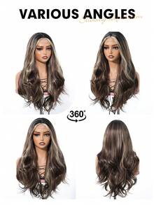 Tóc giả xoăn sợi tổng hợp màu nâu vàng, mật độ cao, kiểu rẽ ngôi giữa hình chữ U dành cho nữ, thiết kế rẽ ngôi giữa, lưới hoa hồng, nhiều lựa chọn tạo kiểu, phù hợp cho lễ Eid, tựu trường, quà tặng cho bé gái, quà tốt nghiệp mùa hè, quà tặng làm sẵn, quà Halloween và Giáng sinh. - Làm nổi bật tóc vàng - Xem 8