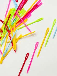 Plastic Needles [10pcs/50pcs], Colorful Large Eye Plastic Tip Sewing Needles 5.5cm, Suitable For Home Knitting, Classroom Crafts, Hand Sewing, DIY String Weaving, Pink, Red, Blue, Green, Yellow Optional - 5.5cm Plastic Needle - View 3