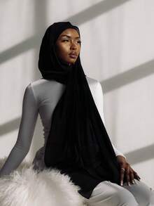 2pcs Women Scarf & Cap Set, Versatile Underlay Cap, Hijab, Middle East Abaya Matching, Elastic Underlay Cap, Chiffon Scarf, Casual Set - Camel - View 7