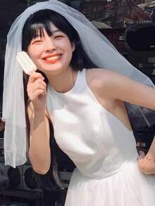 1pc Minimalist Retro Bridal Veil, Engagement Photo Prop Tulle Veil - Multicolor - View 3