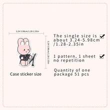 51pcs Colorful Painted Original Cute Pink Rabbit Cartoon Animal Decorative Stickers For Phone Case, Notebook Scrapbook Supplies Stationery Funny Stickers - 51 Original Photos Of a Pink Bunny's Daily Life. - View 2