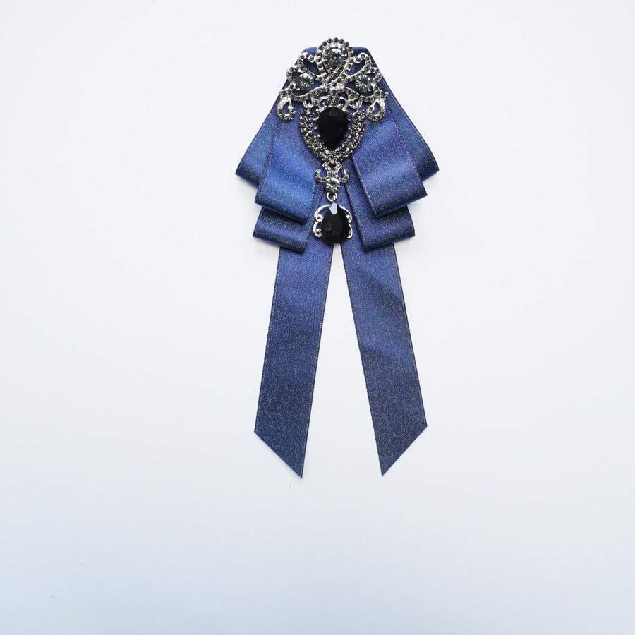 1 chiếc nơ đeo cổ bằng polyester, kiểu dáng thường ngày, phù hợp cho mọi mùa. - Xanh đậm - Xem 1