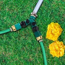 1个3/4英寸双向塑料花园软管分流器，带水龙头，水管连接器，用于浇水，适用于景观美化、园艺、花卉种植、灌溉 - 塑膠雙通 - 查看 4
