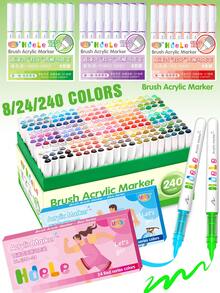 240 Colori Pennarelli Acrilici, Versione Aggiornata Con Flusso Di Inchiostro Più Spesso E Selezione Completa Di Colori. Adatti Per Artigianato, Forniture D'Arte, Plastica, Vetro, Metallo, Bambù, Tela, Pietra, Ceramica, Tessuti E Altro Ancora. Un Regalo Ideale Per Amici E Familiari. - Multicolore - Visualizzare 2