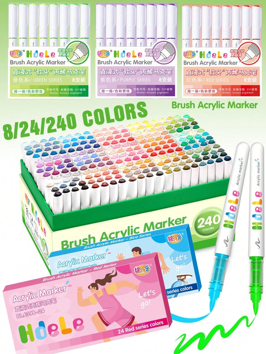 240 Colori Pennarelli Acrilici, Versione Aggiornata Con Flusso Di Inchiostro Più Spesso E Selezione Completa Di Colori. Adatti Per Artigianato, Forniture D'Arte, Plastica, Vetro, Metallo, Bambù, Tela, Pietra, Ceramica, Tessuti E Altro Ancora. Un Regalo Ideale Per Amici E Familiari.