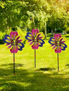 3 chiếc chong chóng gió 3D hình bướm mùa xuân, cọc trang trí sân vườn ngoài trời, thích hợp cho vườn, tiệc tùng, ngoài trời, trang trí sân. - Nhiều màu - Xem 1