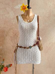 Đầm ngắn dệt kim tua rua dành cho nữ, trang phục gợi cảm dự tiệc, hẹn hò, kỳ nghỉ hè, phù hợp cho hẹn hò, tiệc trà chiều, mùa cưới, kỳ nghỉ biển, du lịch thành phố, kỳ nghỉ phong cách Bohemian, lễ hội âm nhạc mùa xuân. - trắng - Xem 10