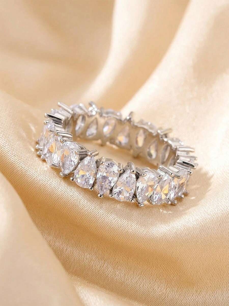 rakol Cubic Zirconia Decor Ring For Women For Party Banquet Wedding - Silver - View 1