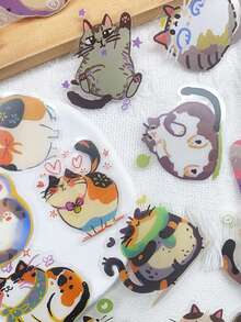 50张卡通可爱猫咪宠物贴纸，适用于手机、笔记本电脑、滑板、吉他、行李箱等，美观透明，是馈赠佳品。 - A - 查看 1