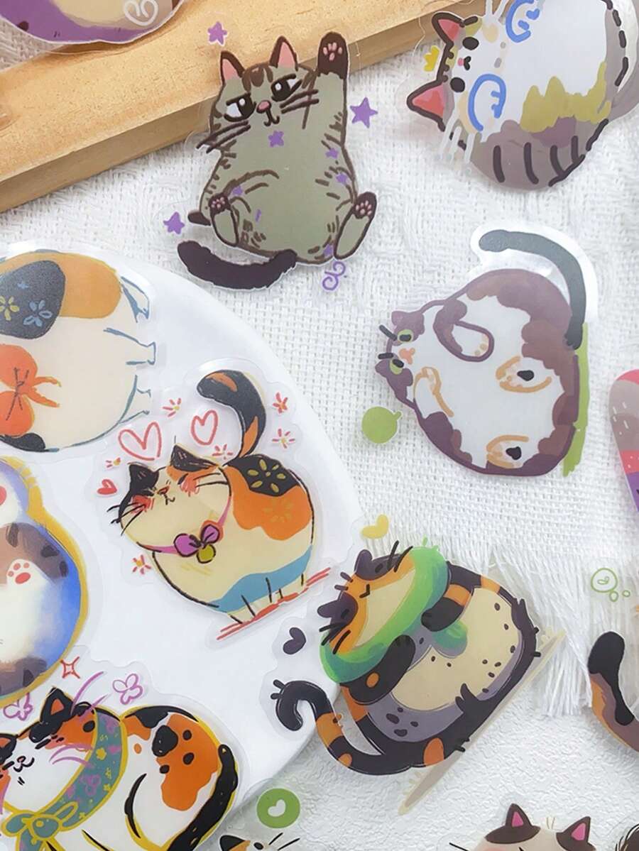 50张卡通可爱猫咪宠物贴纸，适用于手机、笔记本电脑、滑板、吉他、行李箱等，美观透明，是馈赠佳品。 - A - 查看 1