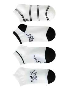 8 pares de calcetines de tobillo de estilo de verano delgado con dibujos animados blancos para mujeres - Multicolor - Ver 6