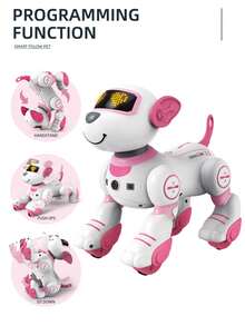 无线遥控多功能互动宠物狗玩具，儿童益智玩具，带触摸感应、编程、翻滚、跳舞功能，亲子互动益智游戏，礼品（配件随机，不含电池） - 彩色 - 查看 8