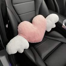 1pc Car Plush Headrest Neck Protection Pillow Plush Heart-Shaped Wings Car Neck Pillow Cushion Car Interior Supplies - Love - View 14