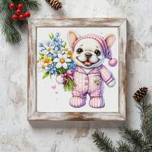 一套 - 可爱的情人节十字绣套件,DIY针线艺术材料,11CT十字绣装饰画,创意手工礼物。完整的家居装饰印花十字绣工艺品,适合家居装饰编织艺术。不含画框。 - 萌寵情人節 - 查看 3